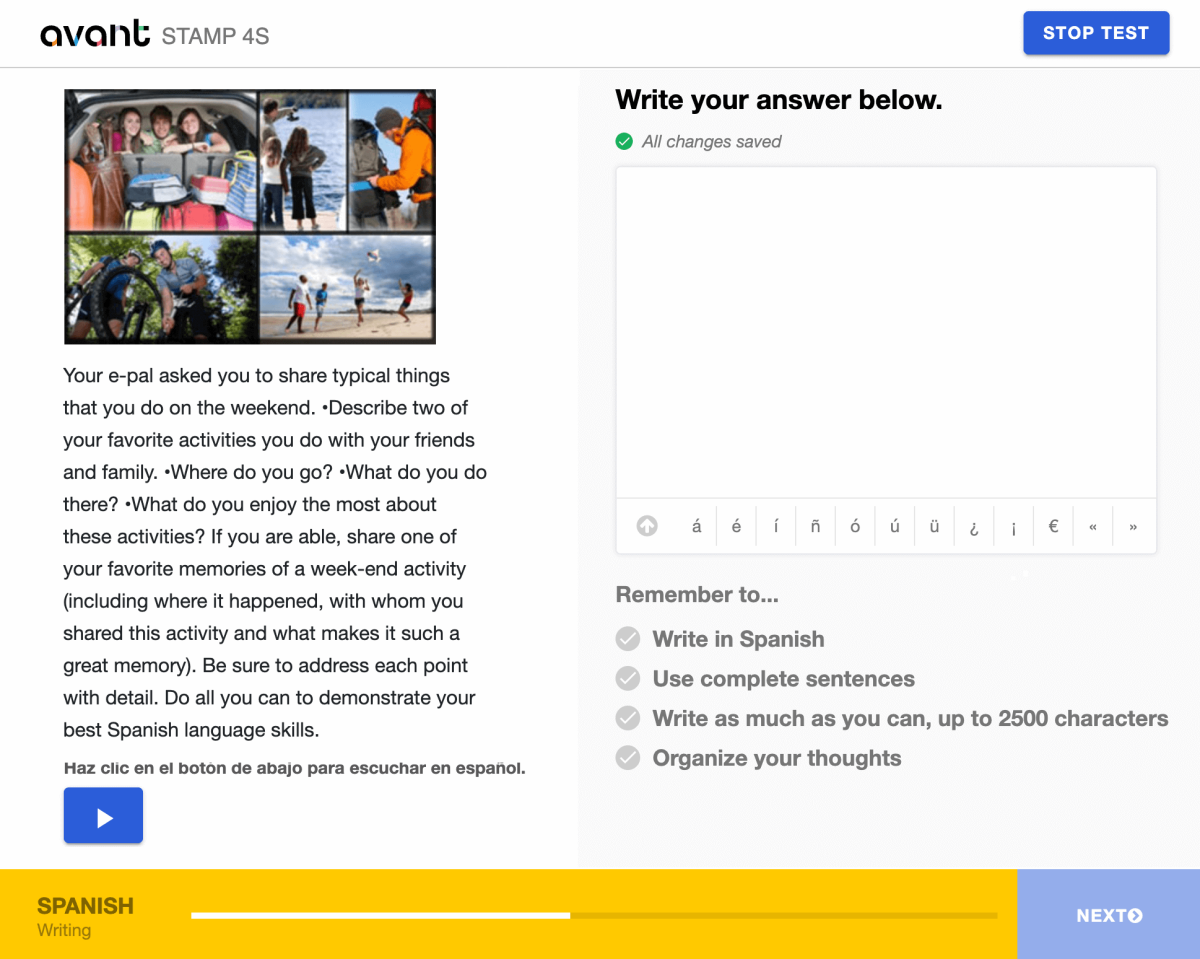 STAMP 4S Writing Section.